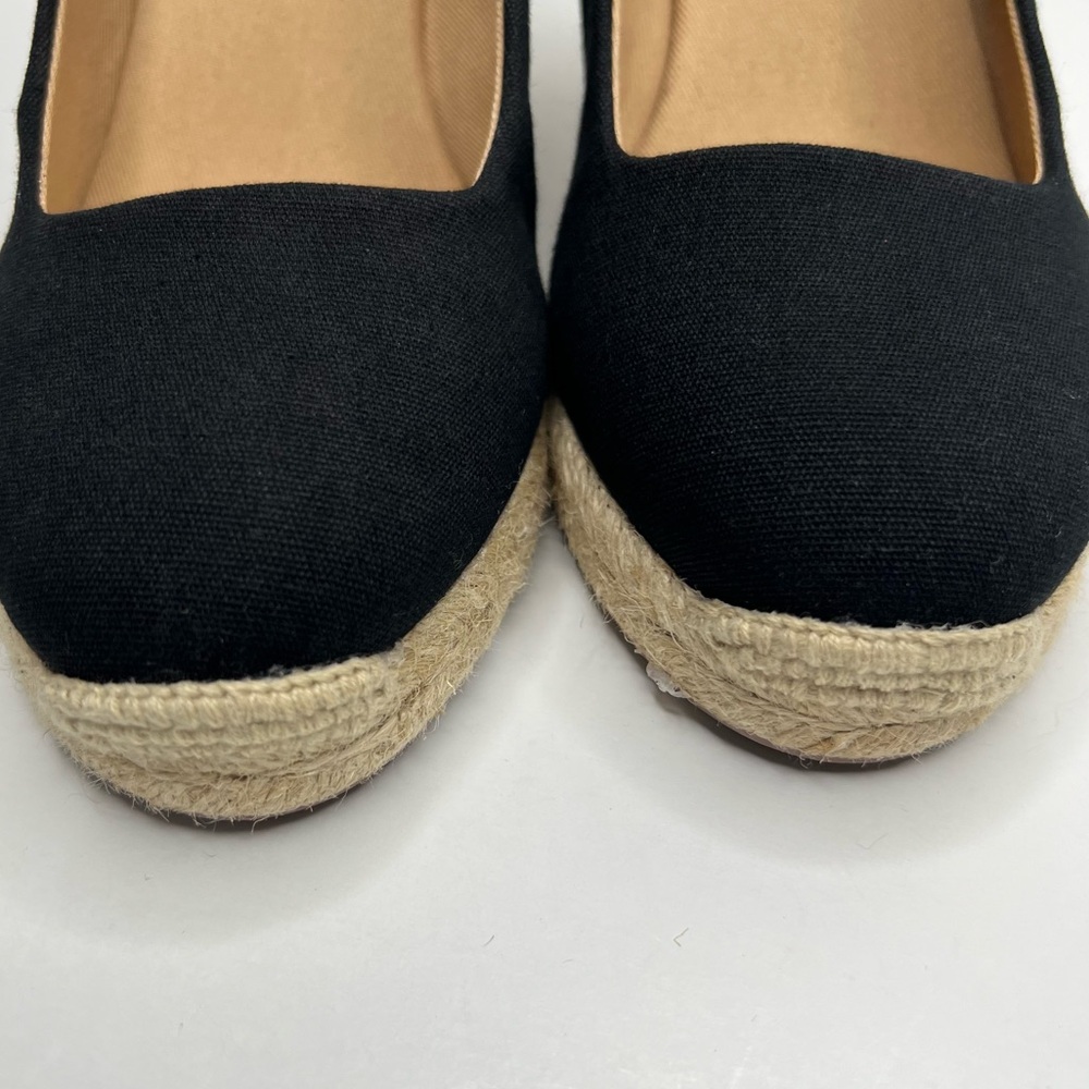J. Crew Factory Canvas Espadrille Wedges Black Size 7.5 - Picture 6 of 14